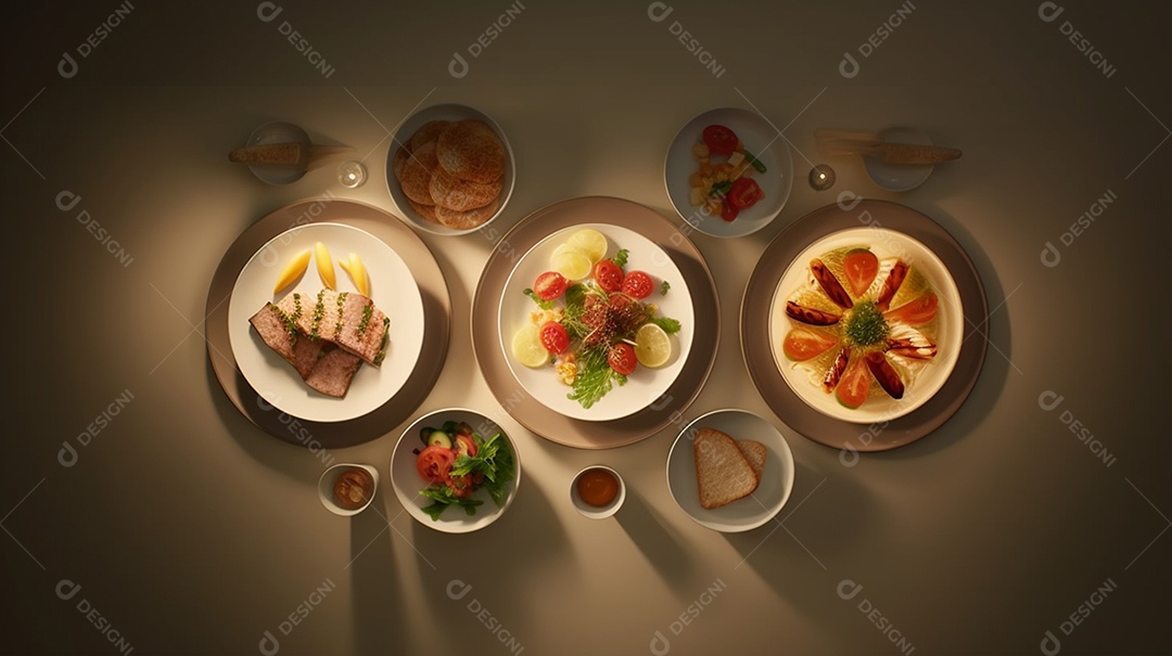 Prato de comida sobre uma mesa de restaurante