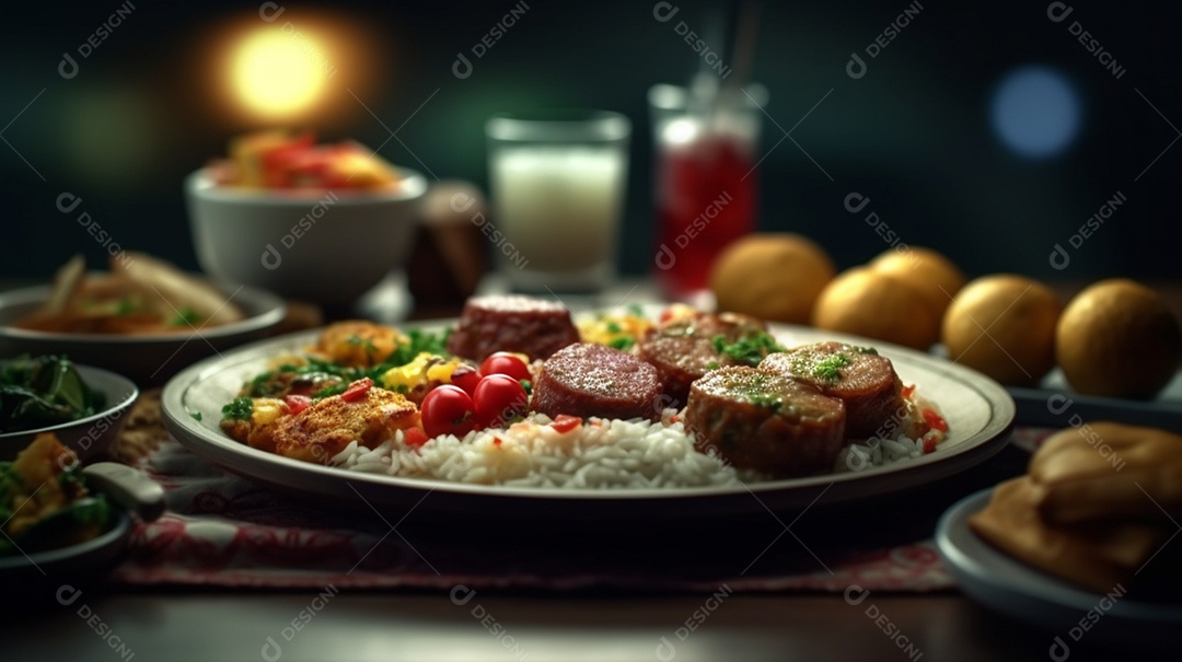 Prato de comida sobre uma mesa de restaurante