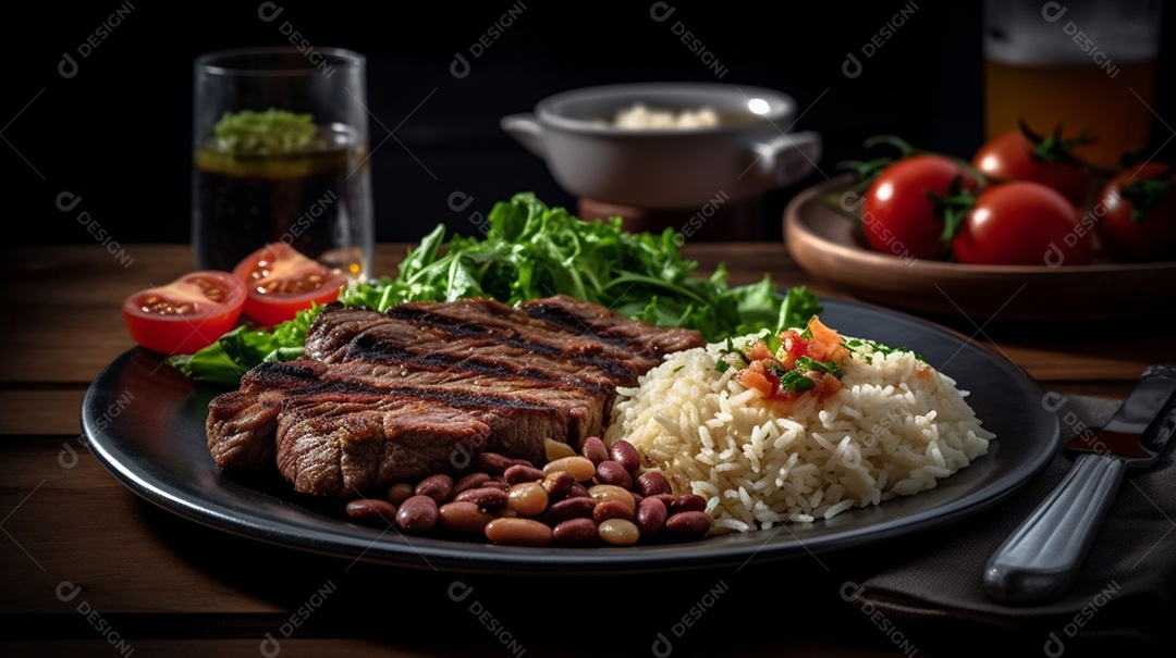 Prato de comida sobre uma mesa de restaurante