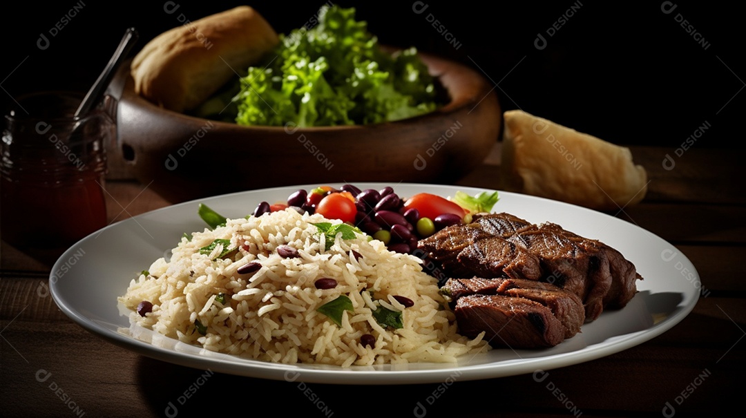 Prato de comida sobre uma mesa de restaurante