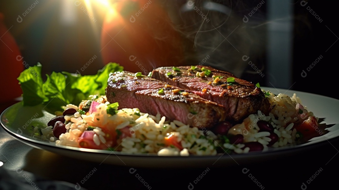 Prato de comida sobre uma mesa de restaurante