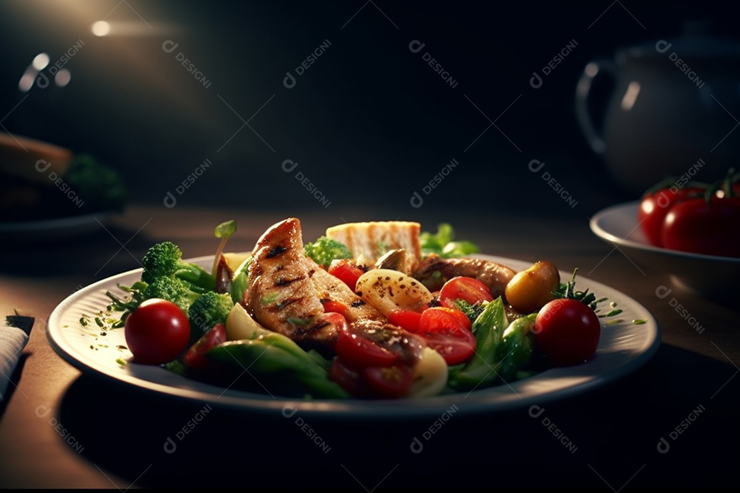 Prato de comida sobre uma mesa de restaurante