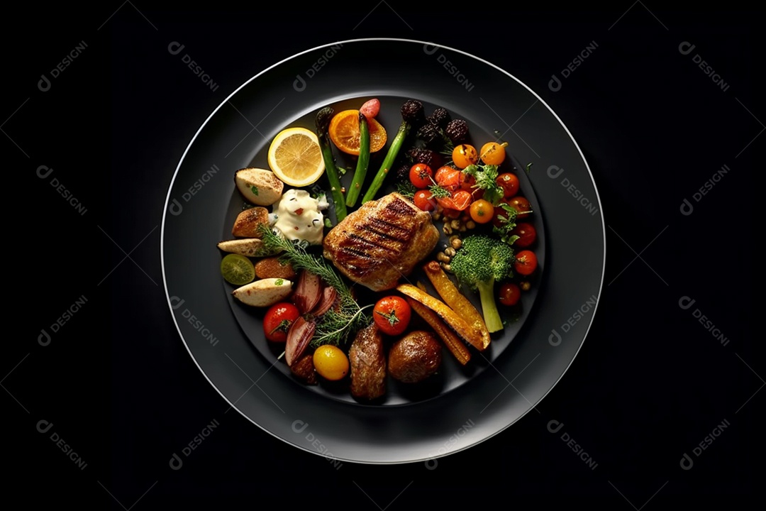 Prato de comida sobre uma mesa de restaurante