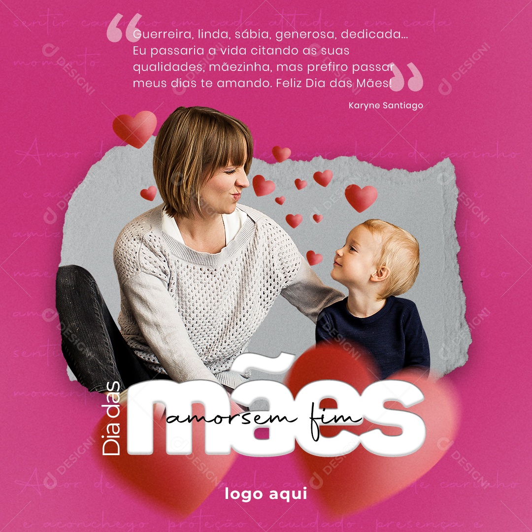 Social Media Feed Dia Das Mães Citando As Suas Qualidades PSD Editavel