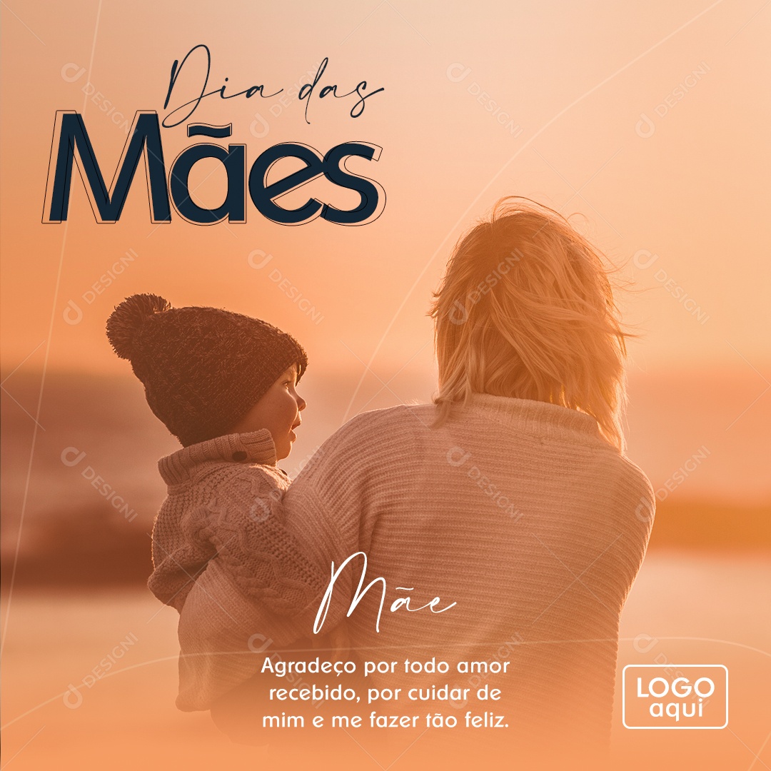 Social Media Feed Dia Das Mães Agradeço Por Todo Amor Recebido PSD Editável