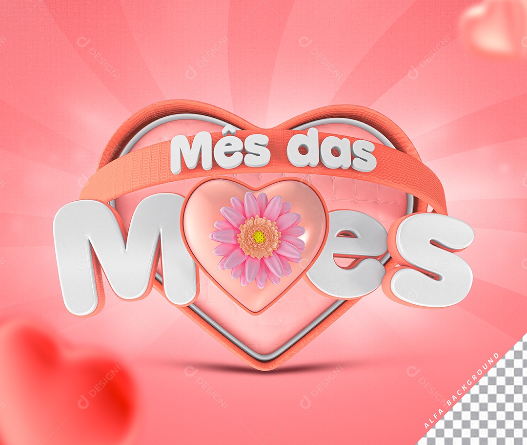 Mês Das Mães Selo 3D Para Composição PSD