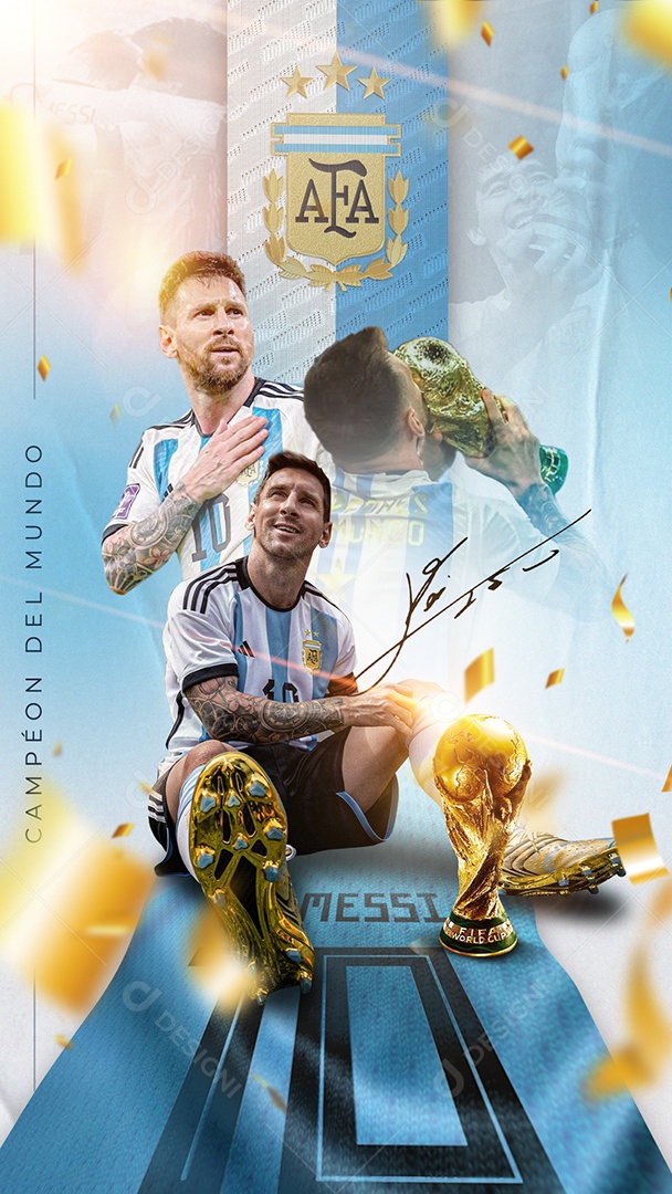 Flyer Jogador de Futebol Messi Argentina Social Media PSD Editável