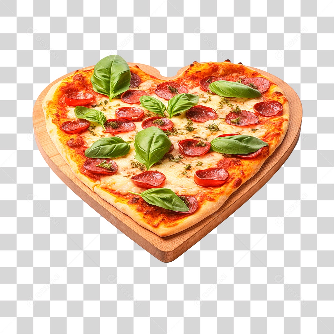 Pizza em Formato de Coração PNG Transparente