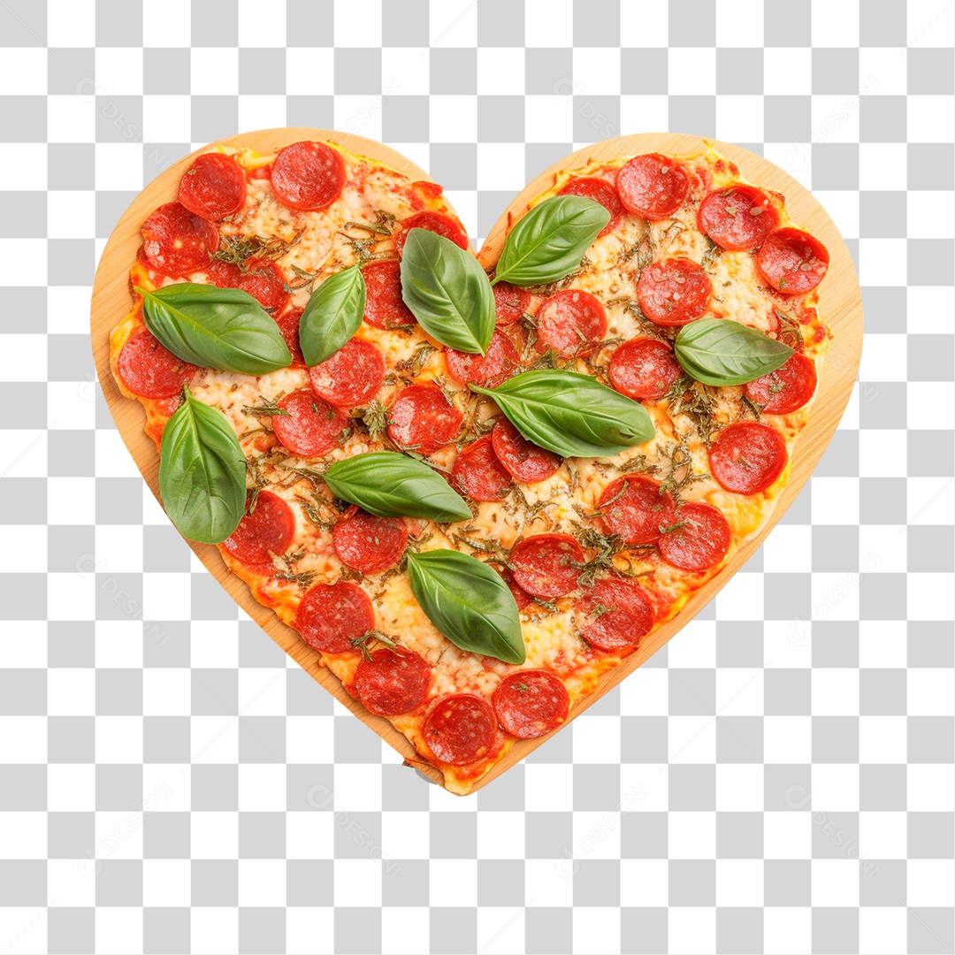 Pizza em Formato de Coração PNG Transparente