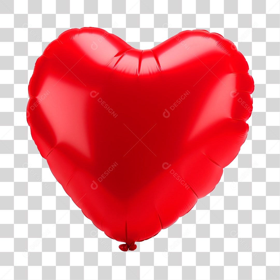 Balão de Coração Vermelho PNG Transparente