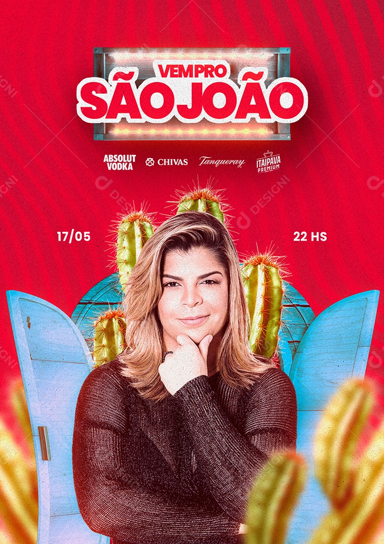 Vem Pro São João Flyer Paula Mattos Social Media PSD Editável