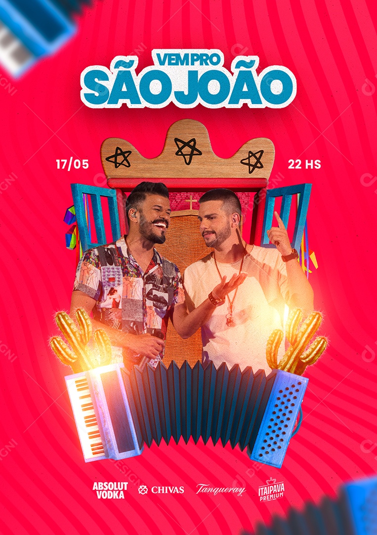 Vem Pro São João Flyer Ciro Netto e Manuel Social Media PSD Editável
