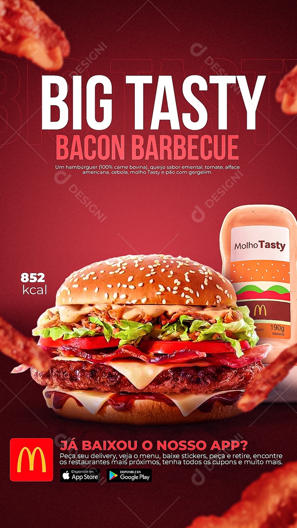 Social Media Story Big Tasty Hamburgueria PSD Editavel