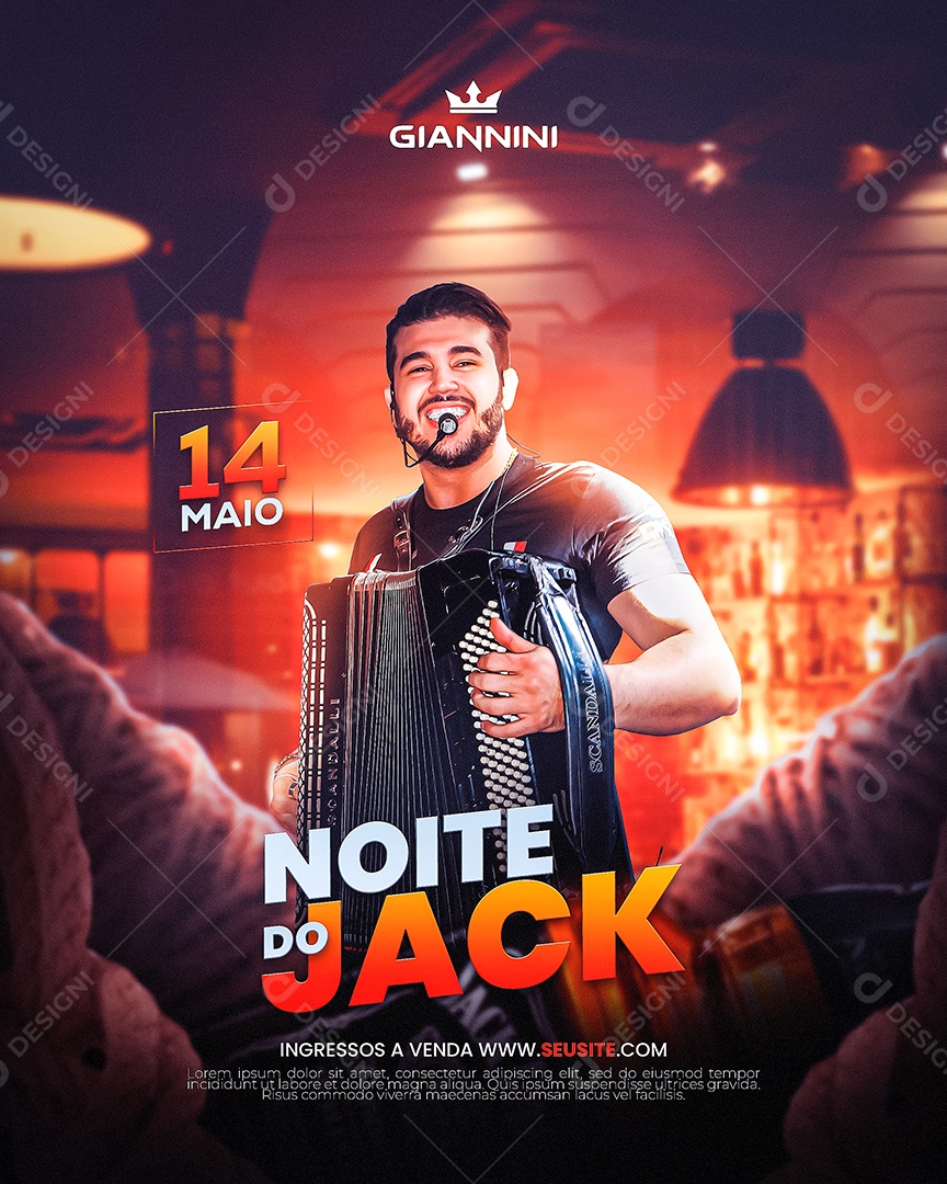 Social Media Flyer Feed Noite De Jack Gianini PSD Editável