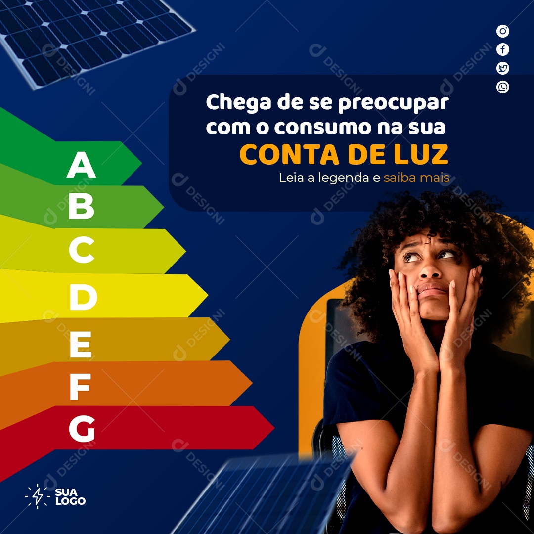 Chega de se Preocupar Com o Consumo na Sua Conta de Luz Socia Media PSD Editável