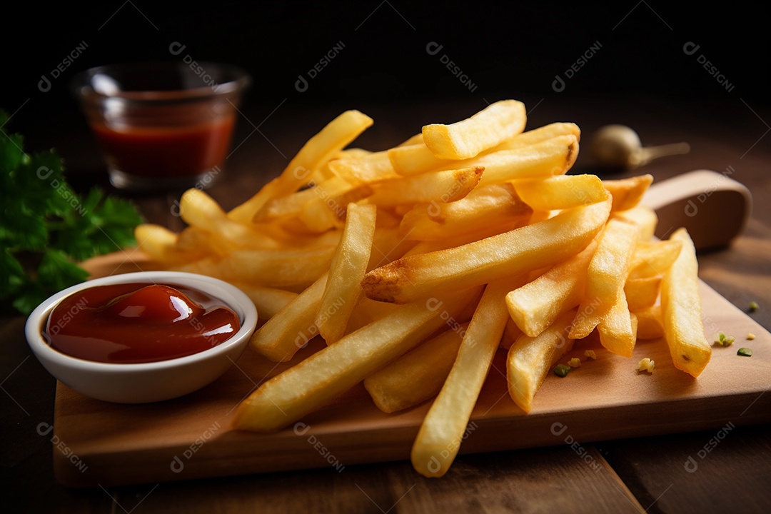 Batata frita com bacon e queijo cheddar.