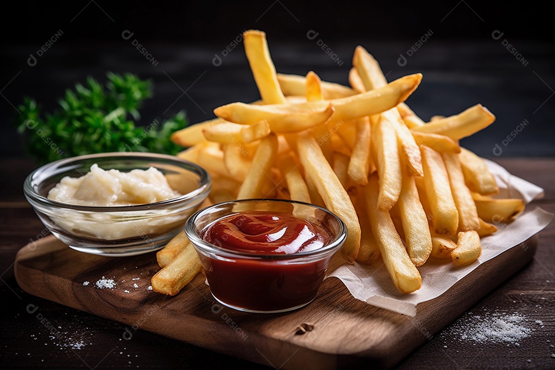 Batata frita com bacon e queijo cheddar.