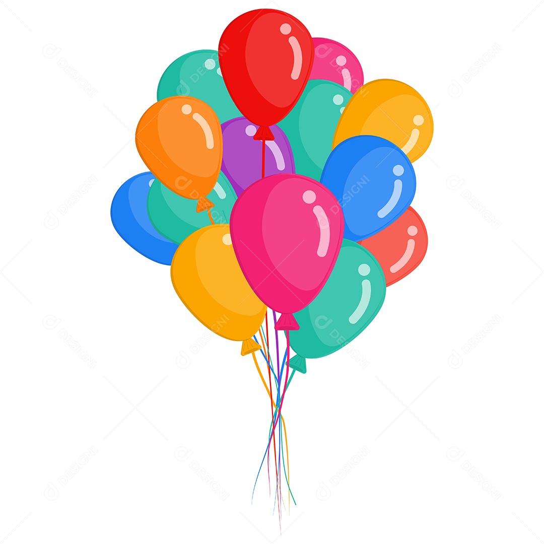Ilustração de Balões Coloridos Vetor EPS Editável