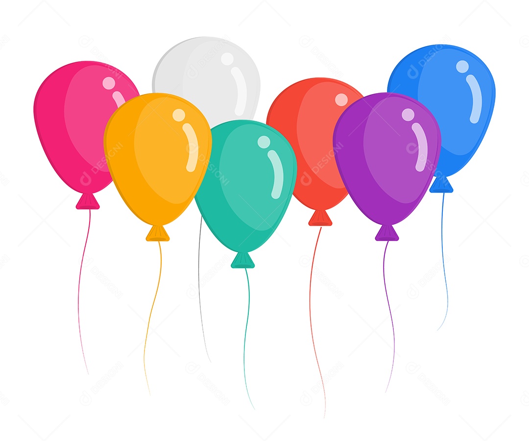 Ilustração de Balões Coloridos Vetor EPS Editável