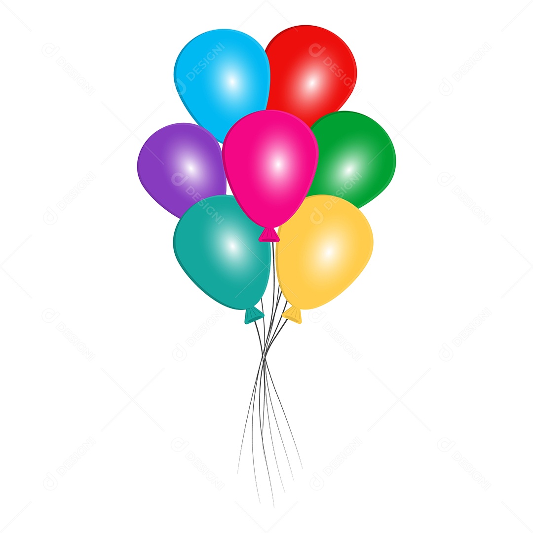 Ilustração de Balões Coloridos Vetor EPS Editável