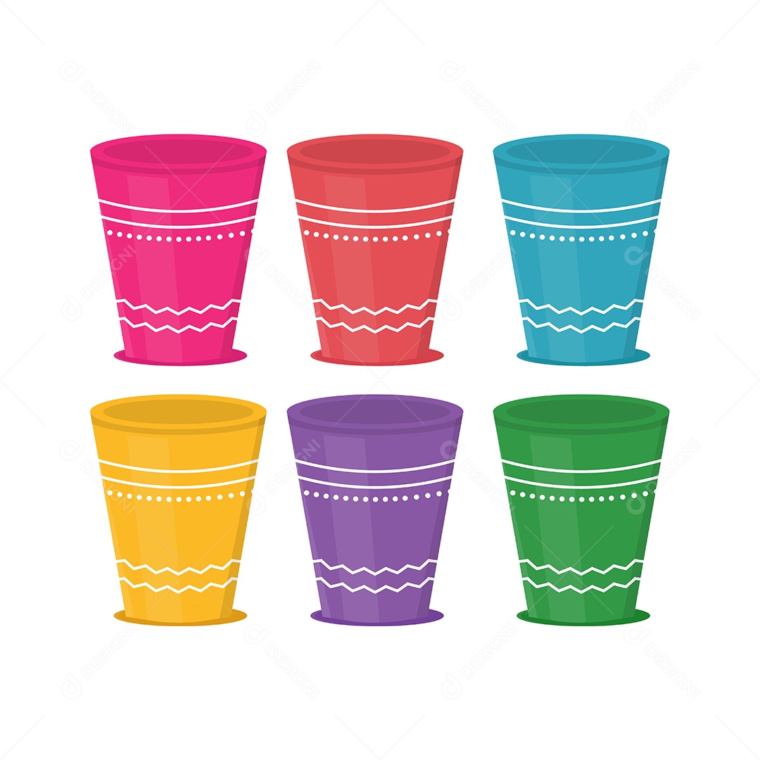 Copos de Plástico Colorido Vetores EPS Editável