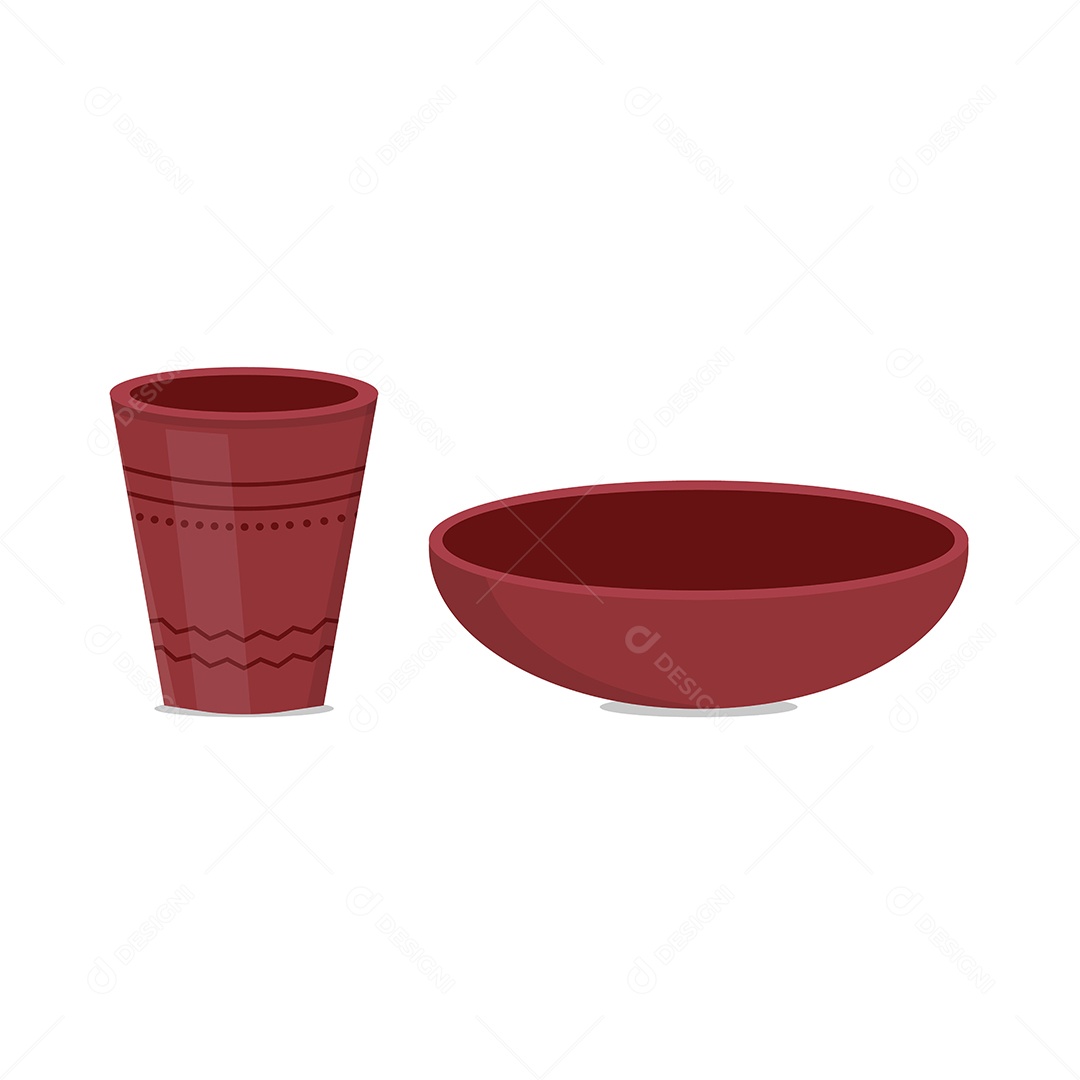 Copo e Prato de Barro Vetor EPS Editável