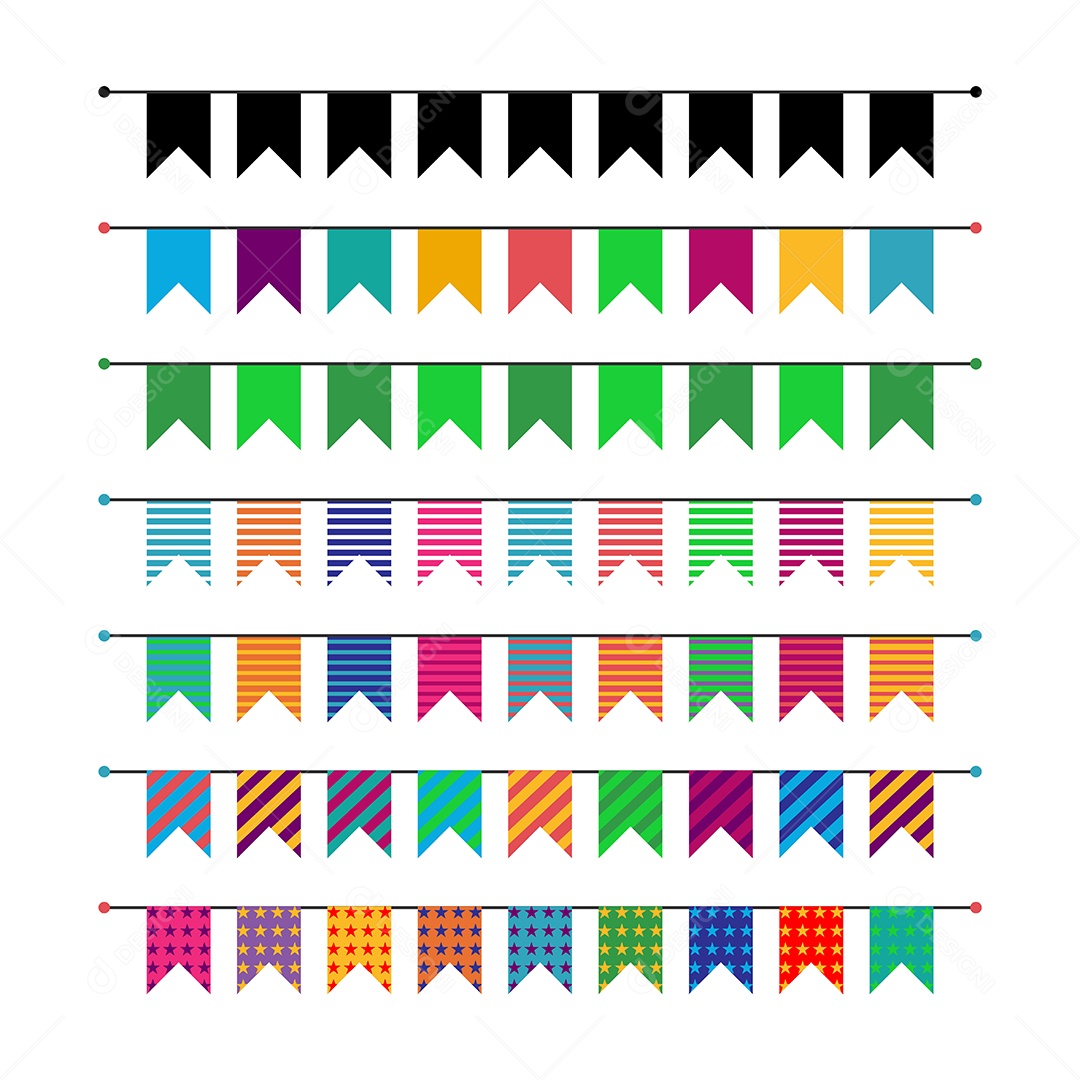 Ilustração de Bandeiras de Festa Junina Vetor EPS Editável