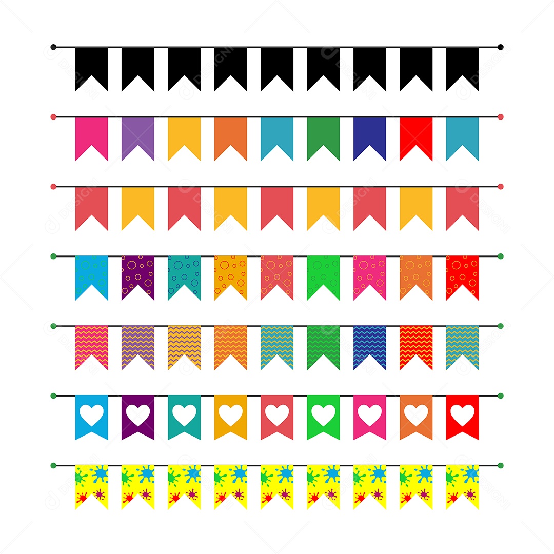 Ilustração de Bandeiras de Festa Junina Vetor EPS Editável