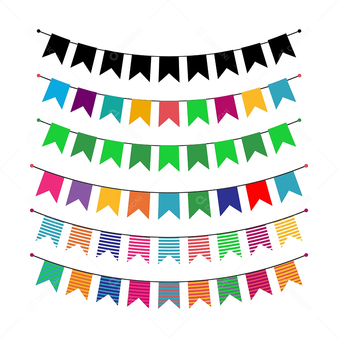 Ilustração de Bandeiras de Festa Junina Vetor EPS Editável