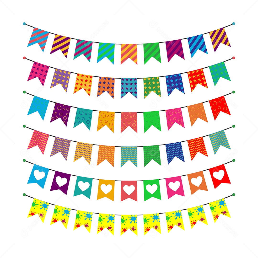 Ilustração de Bandeiras de Festa Junina Vetor EPS Editável