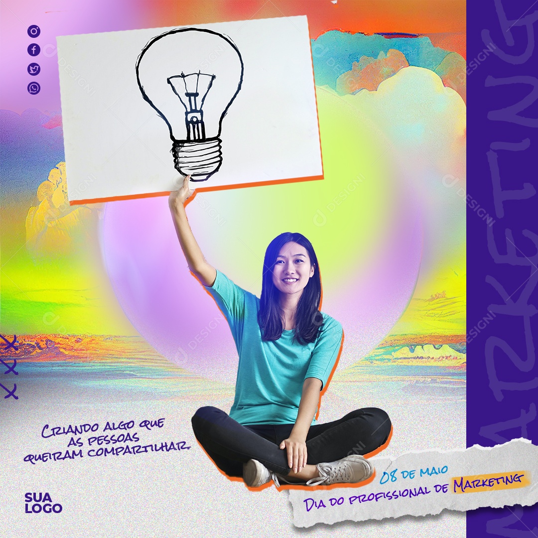 Social Media Feed 08 De Maio Dia Do Profissional De Marketing PSD Editavel