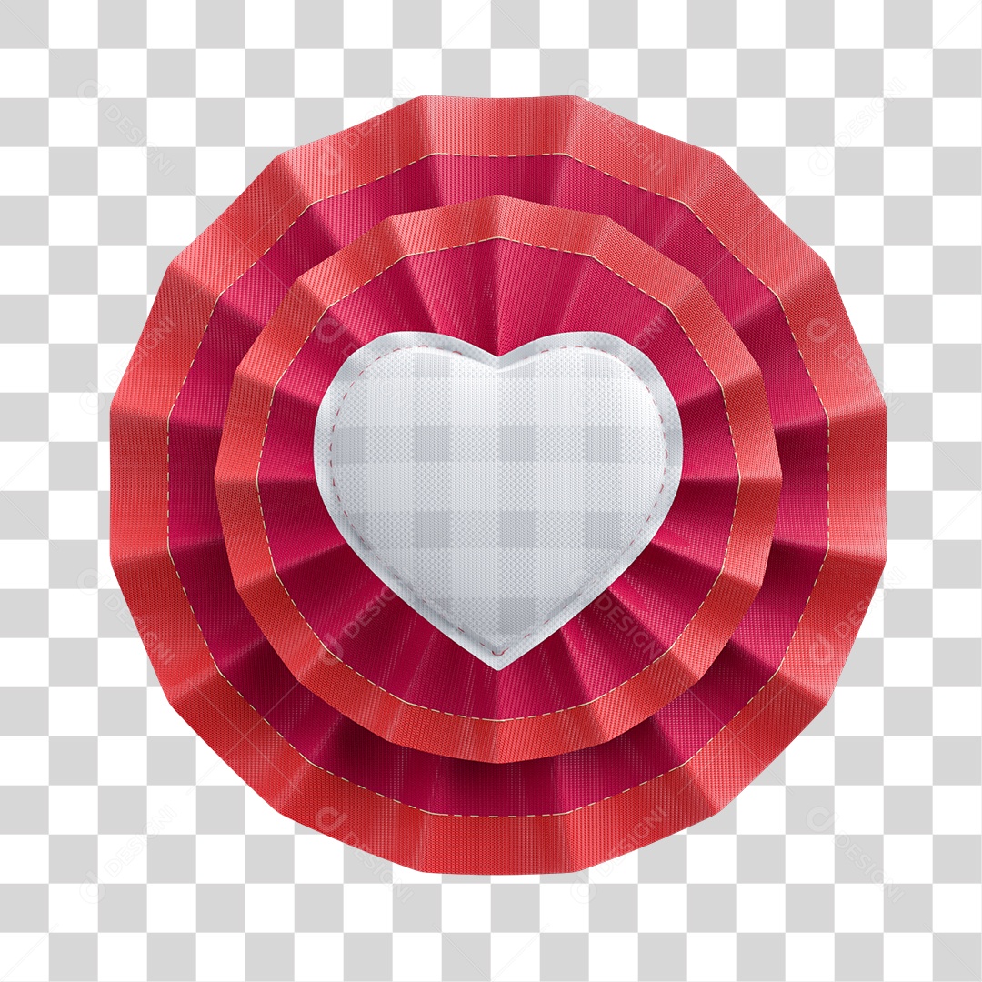 Elemento 3D Para Composição Bandeira de Coração PNG Transparente