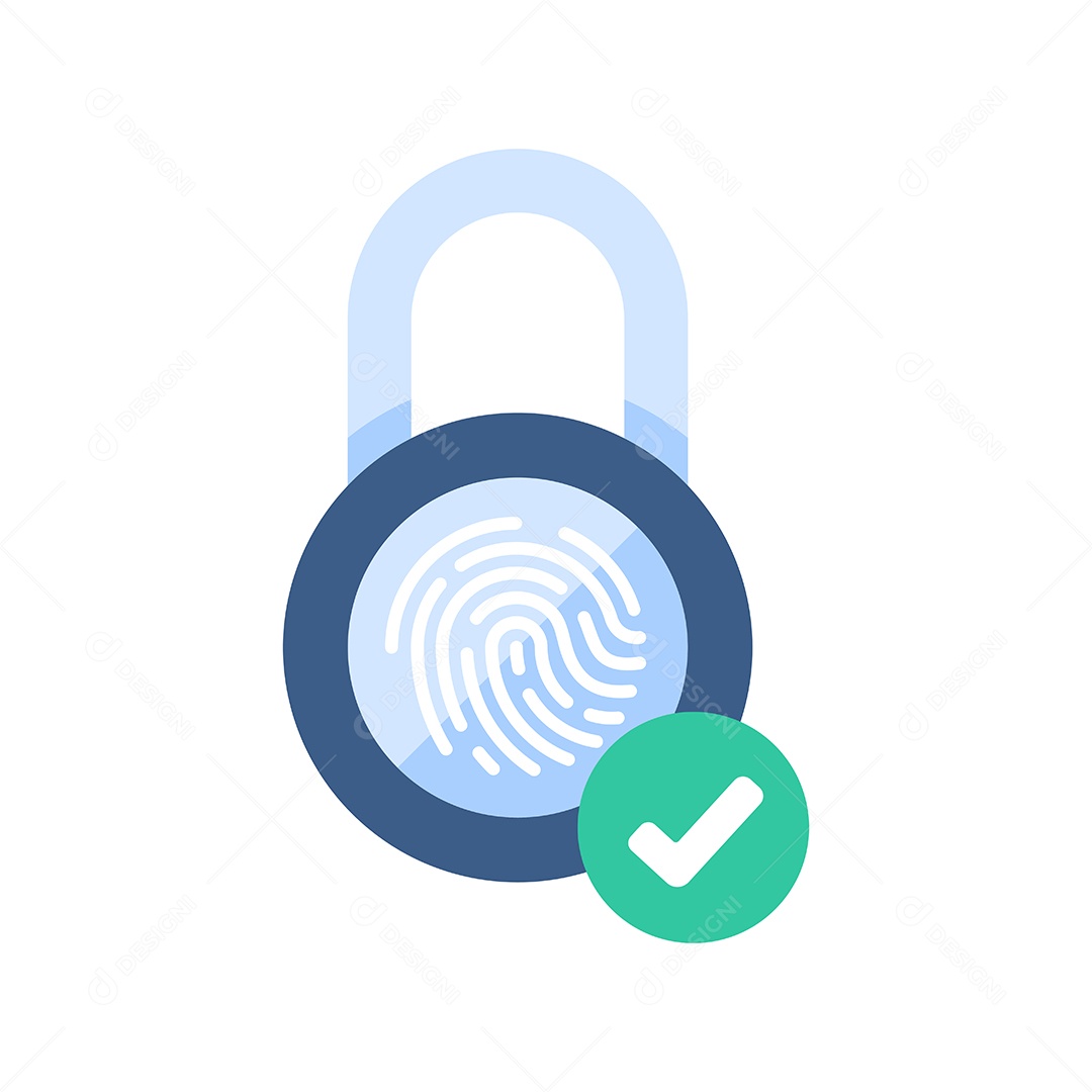 Cadeado Com Tecnologia De Autenticação e Digital Proteção De Privacidade Vetor EPS