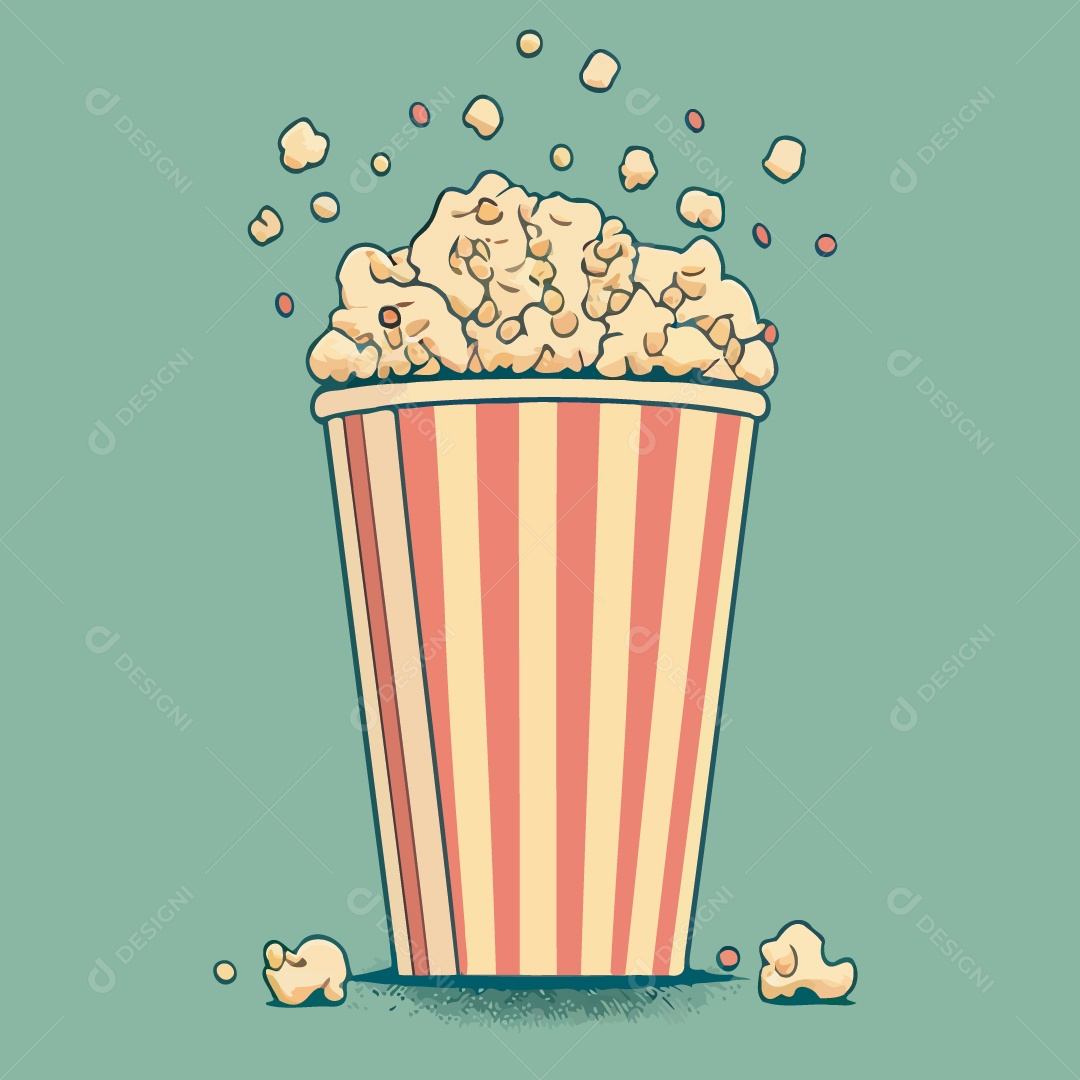 Desenho De Balde De Pipoca Ilustração Vetorial EPS