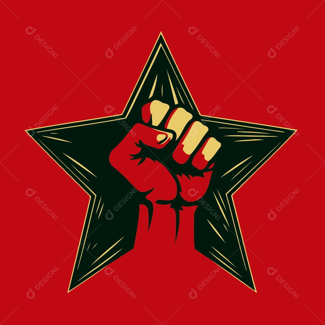 Desenho De Punho Com Estrela Ilustração Vetorial EPS