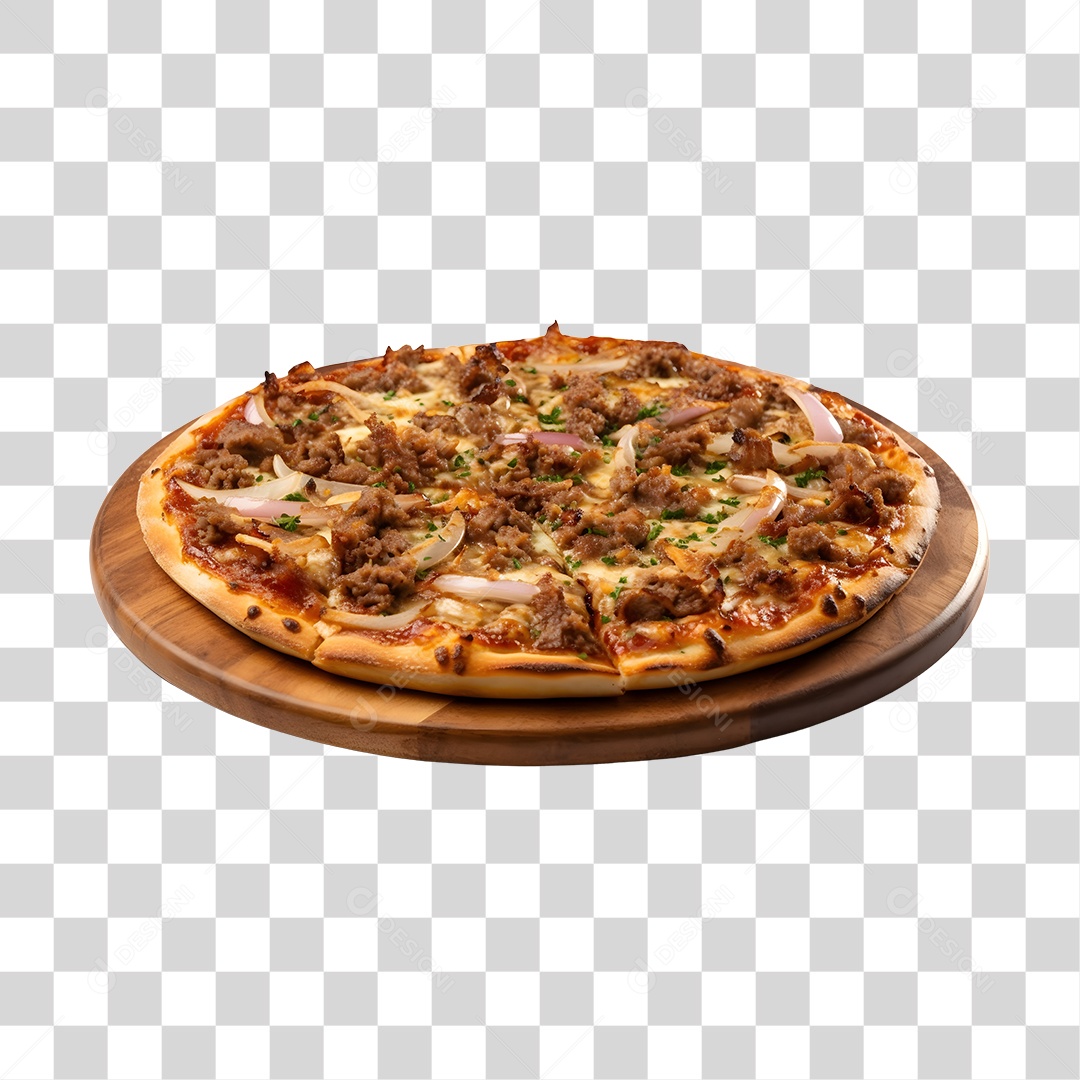 Deliciosa Pizza Tabua De Madeira PNG Transparente