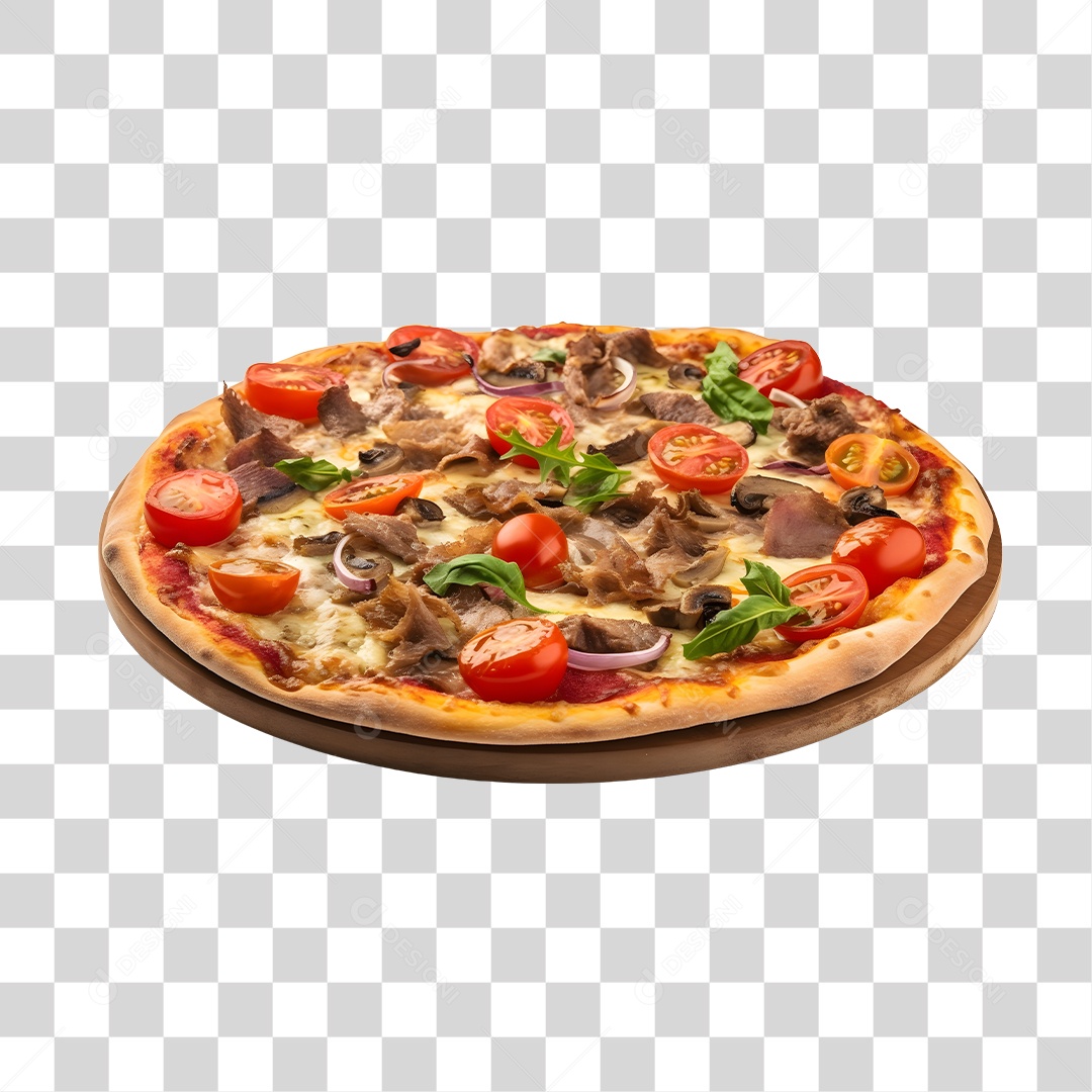 Deliciosa Pizza Tabua De Madeira PNG Transparente