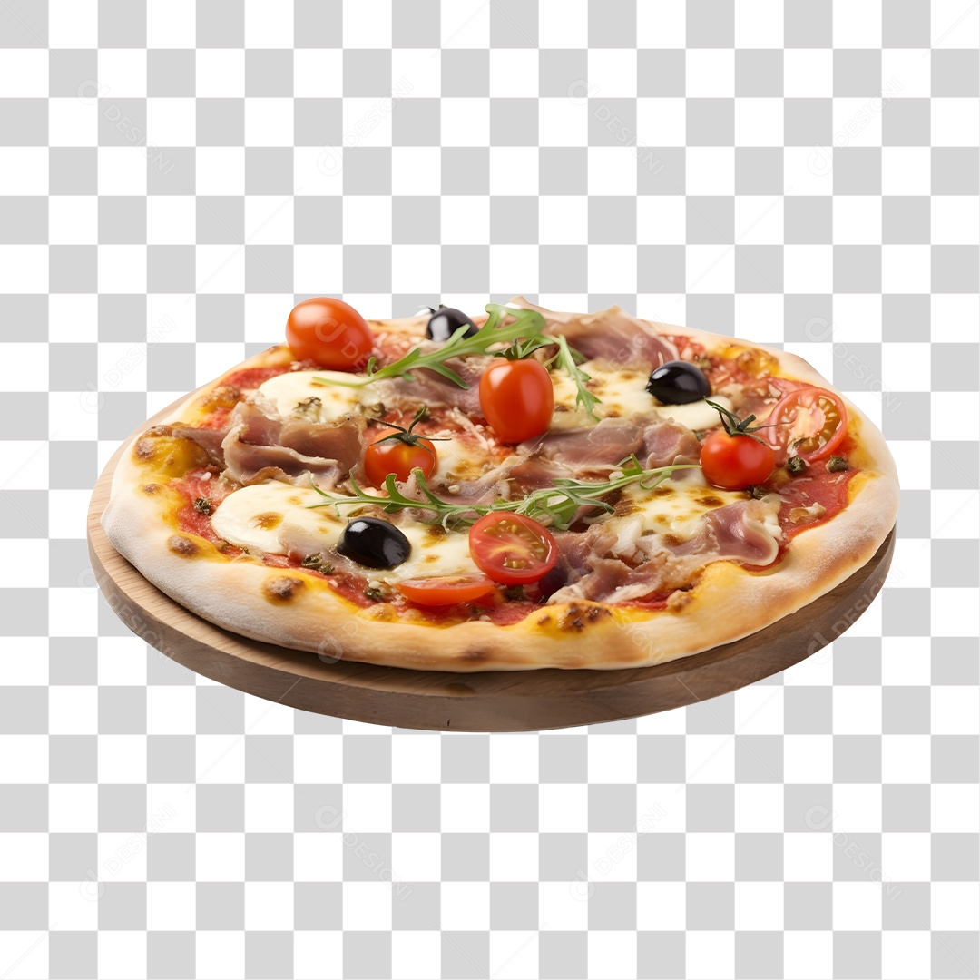 Deliciosa Pizza Tabua De Madeira PNG Transparente