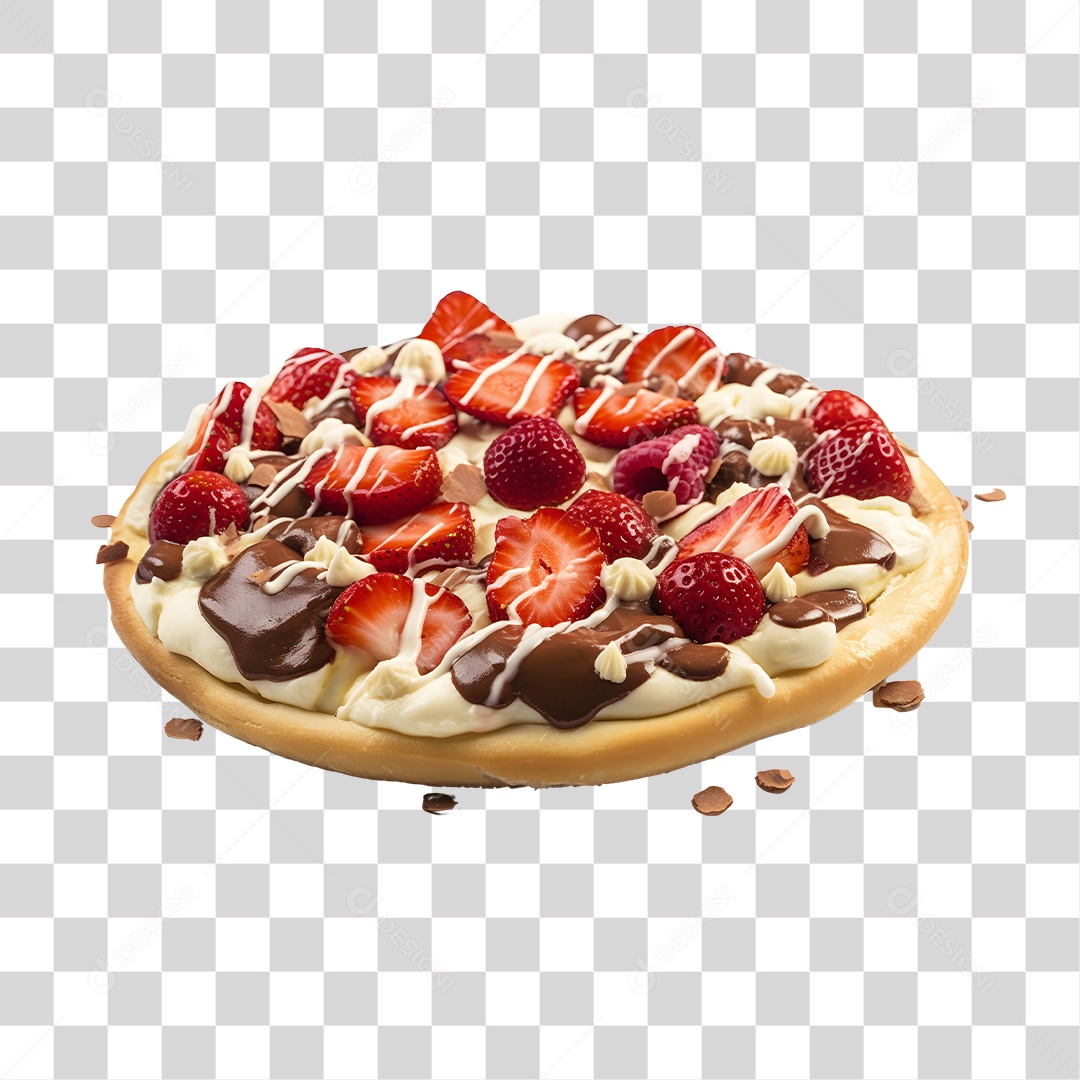 Deliciosa Pizza Tabua De Madeira Com Morangos  PNG Transparente