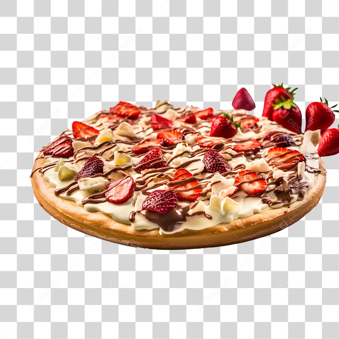 Deliciosa Pizza Com Morangos Tabua De Madeira PNG Transparente