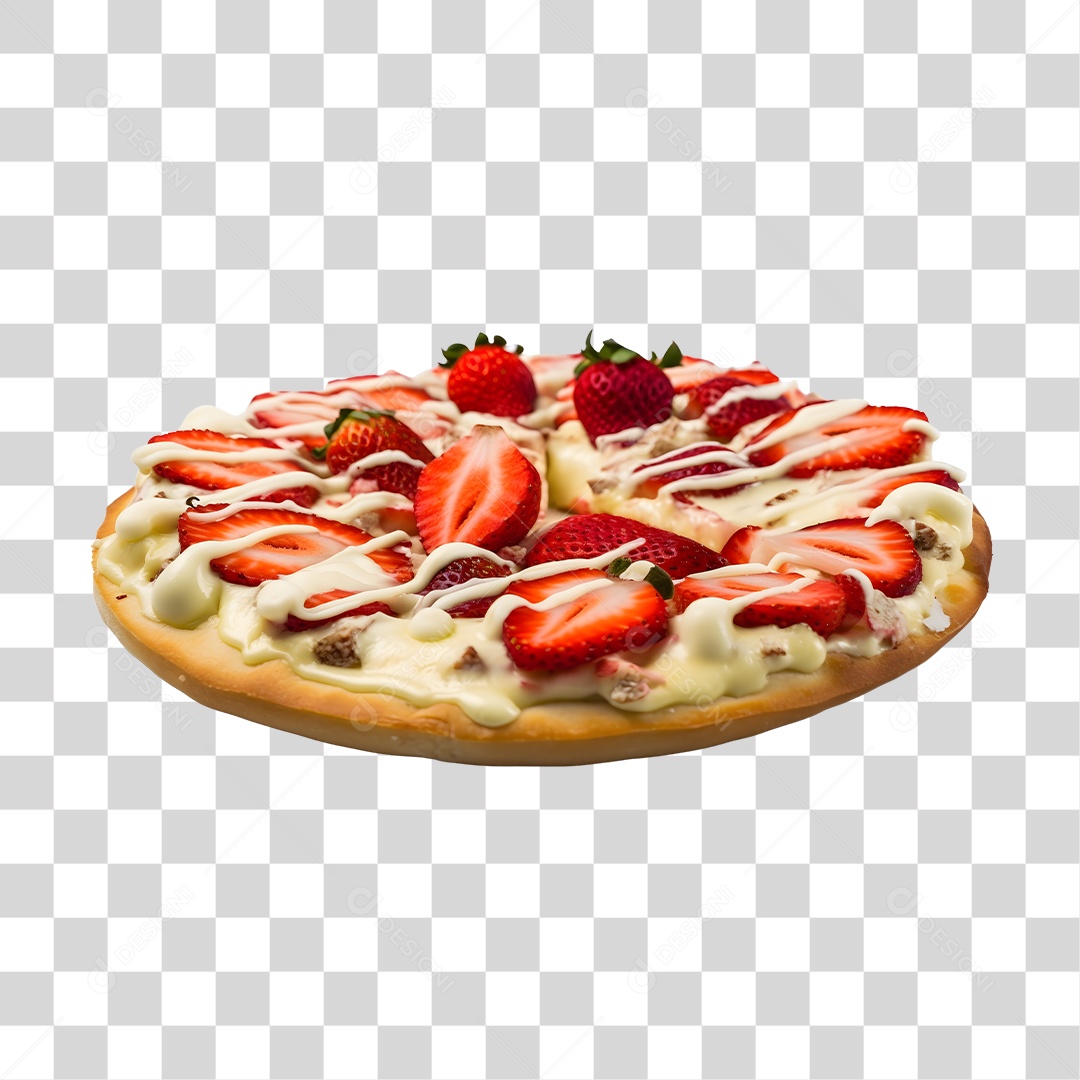 Deliciosa Pizza Com Morangos Tabua De Madeira PNG Transparente