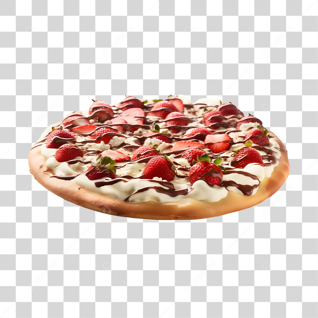 Deliciosa Pizza Com Morangos Tabua De Madeira PNG Transparente