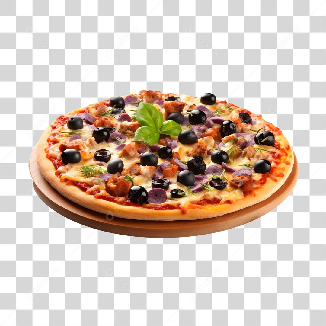 Deliciosa Pizza Tabua De Madeira PNG Transparente