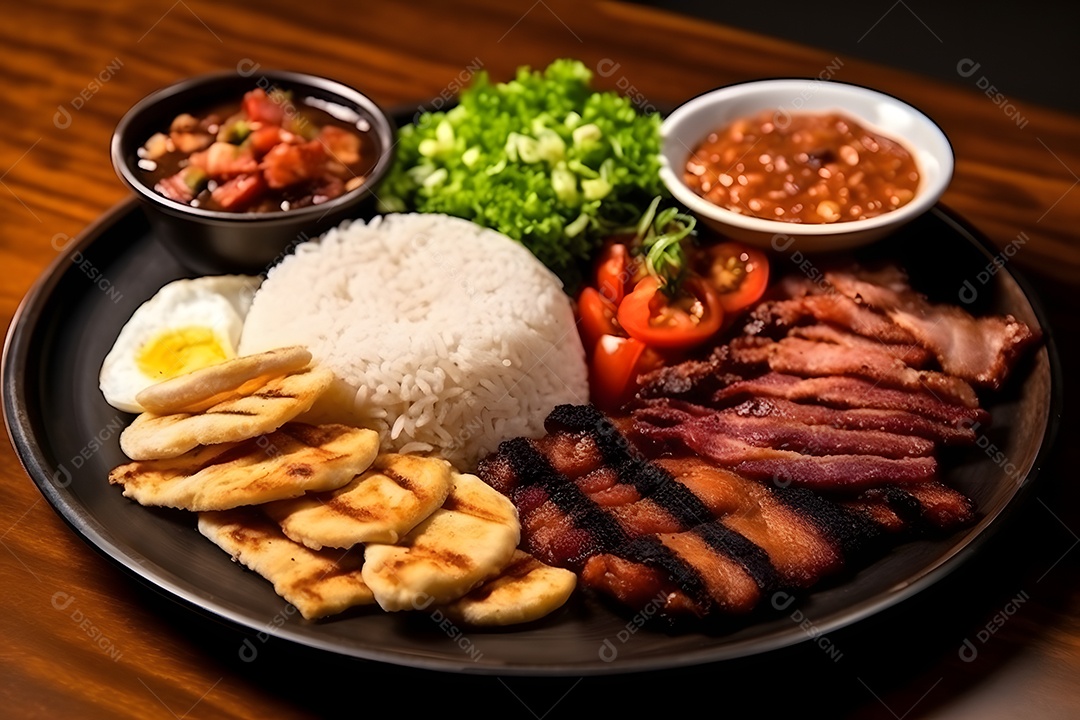 Prato de comida sobre uma mesa de restaurante