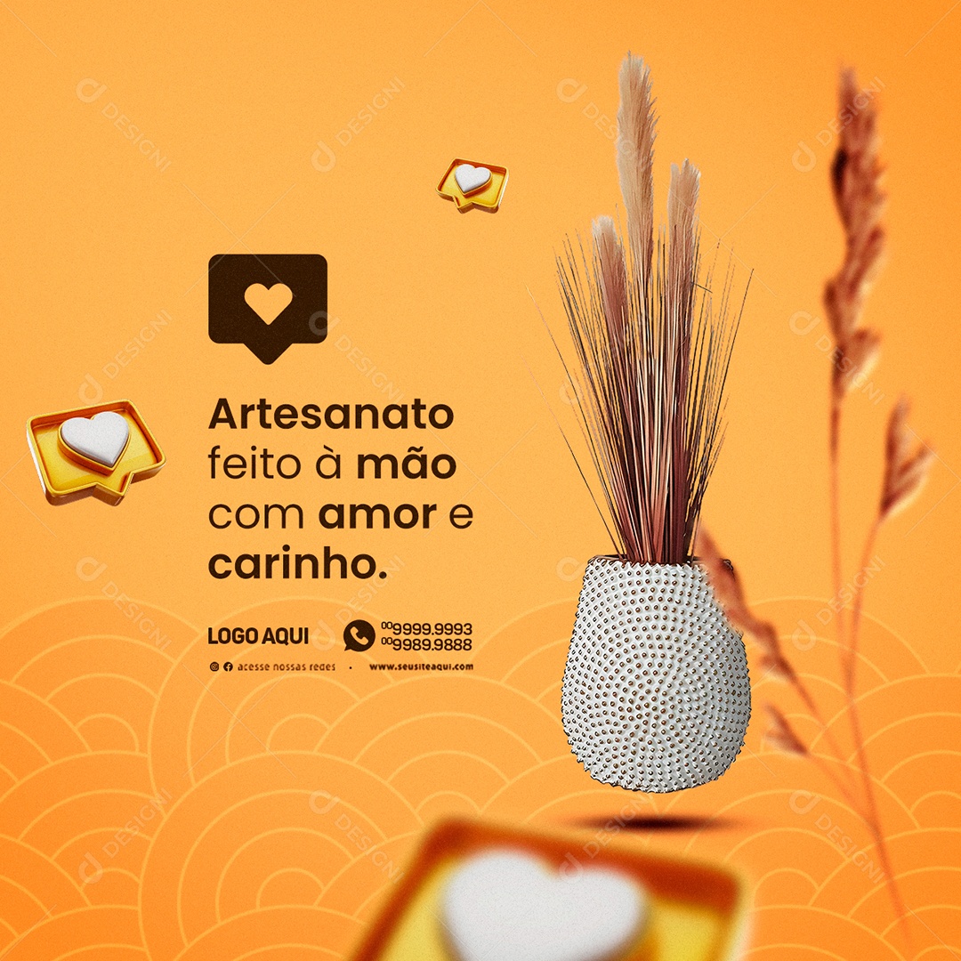 Artesanato Feito À Mão Com Amor e Carinho Social Media PSD Editável