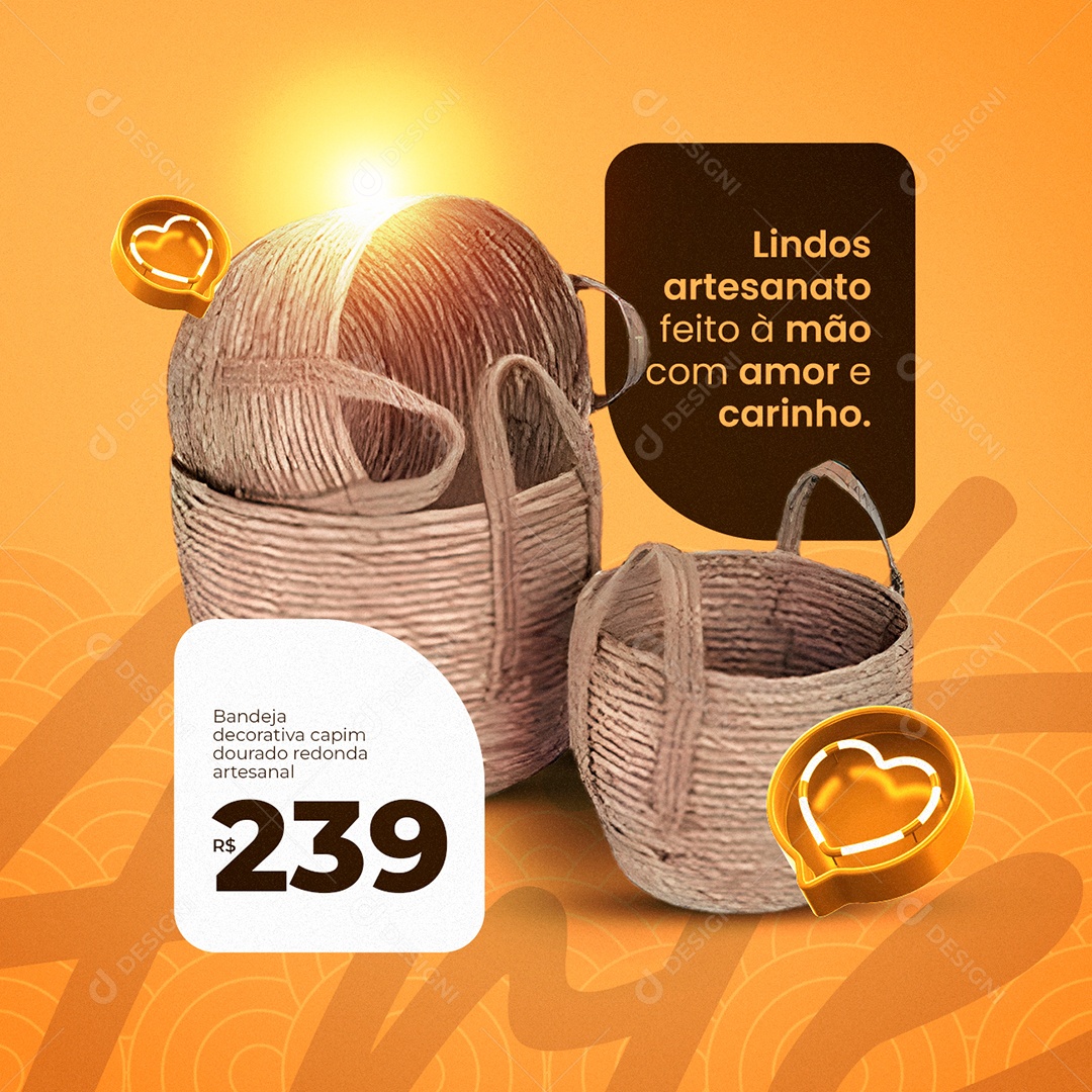 Lindos Artesanato Feito À Mão Com Amor E Carinho Social Media PSD Editável