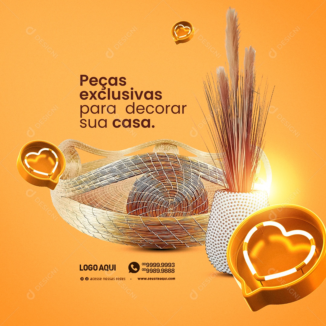 Peças Exclusivas Para Decorar Sua Casa Artesanato Social Media PSD Editável