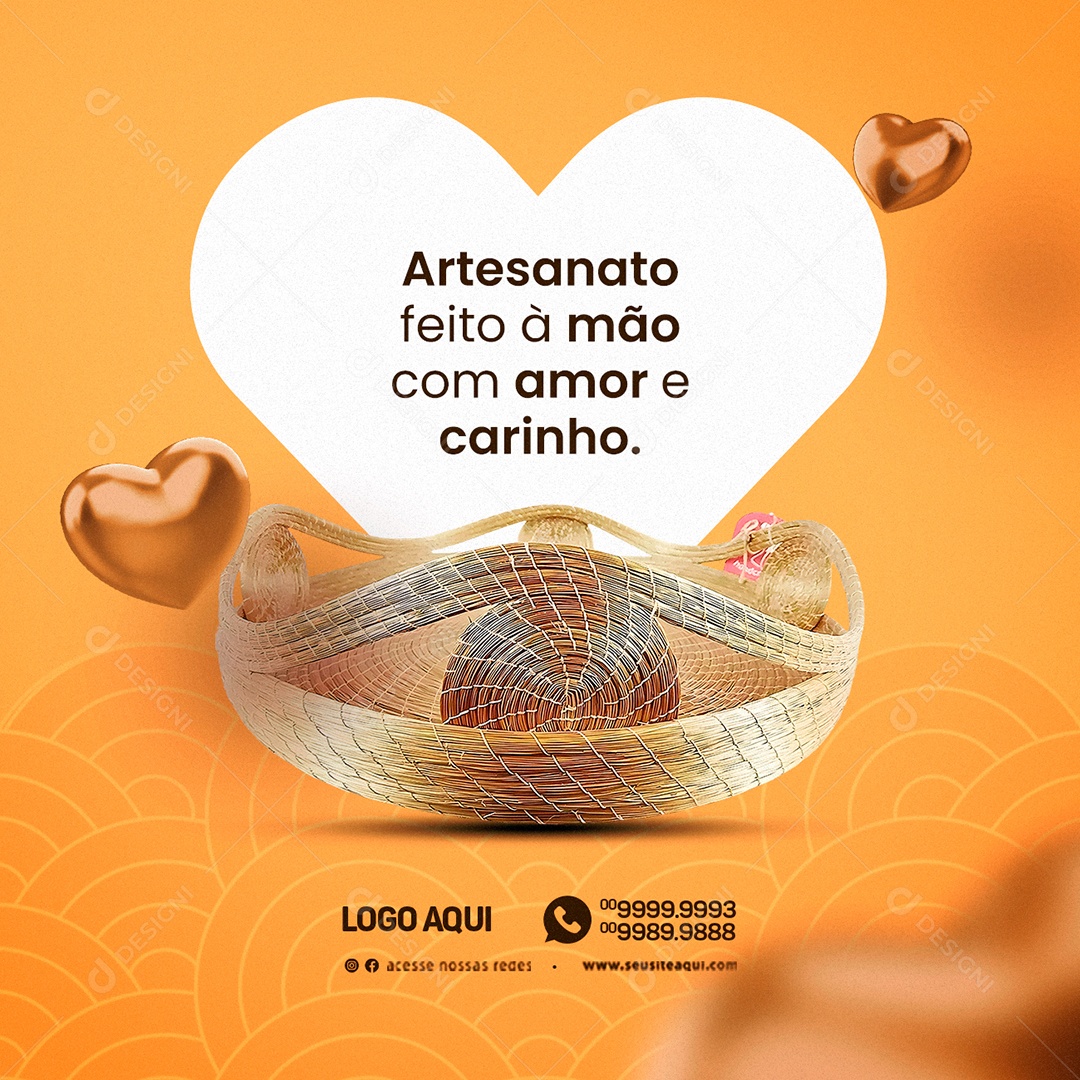 Artesanato Feito À Mão Com Amor e Carinho Social Media PSD Editável