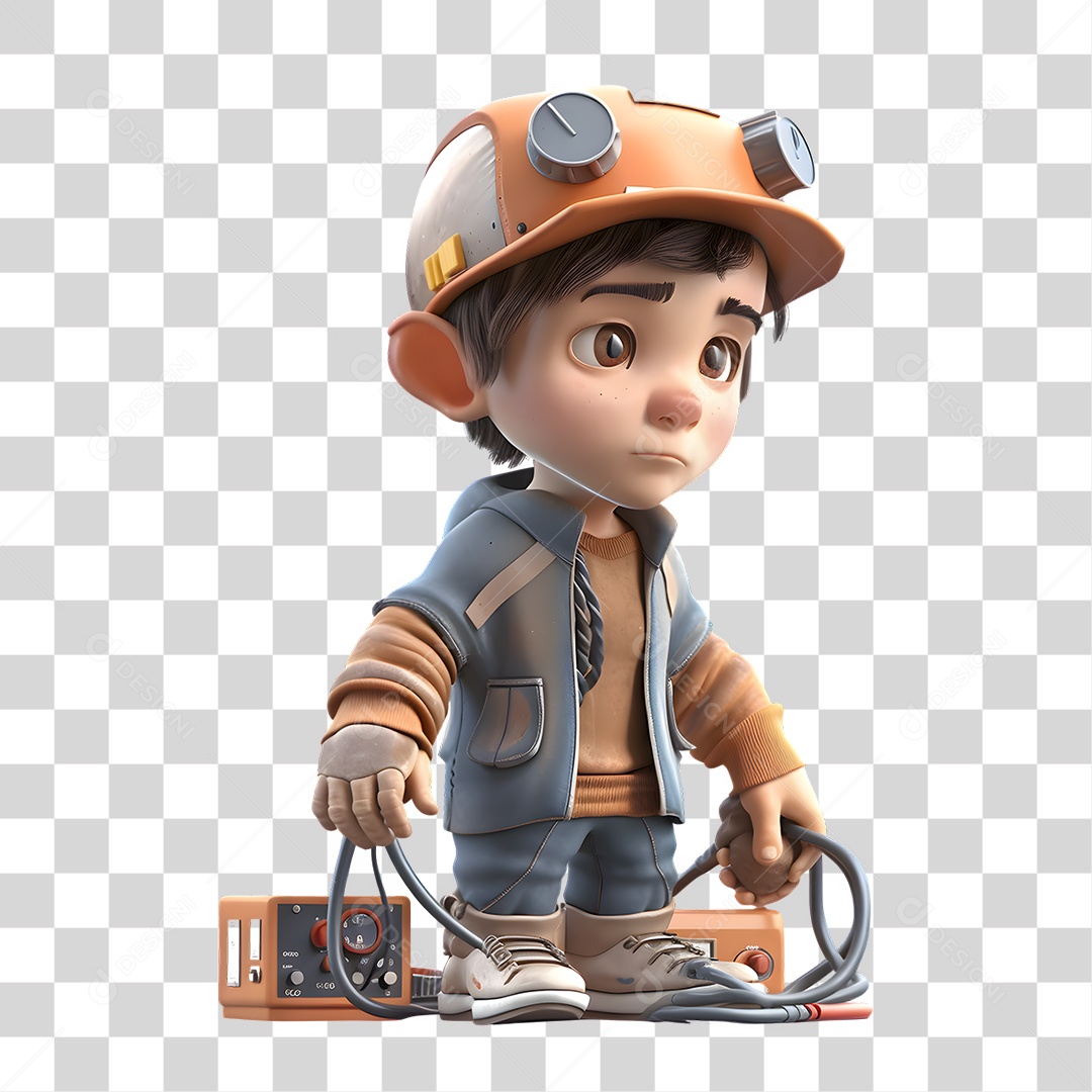 Garoto Engenheiro 3D PNG Transparente