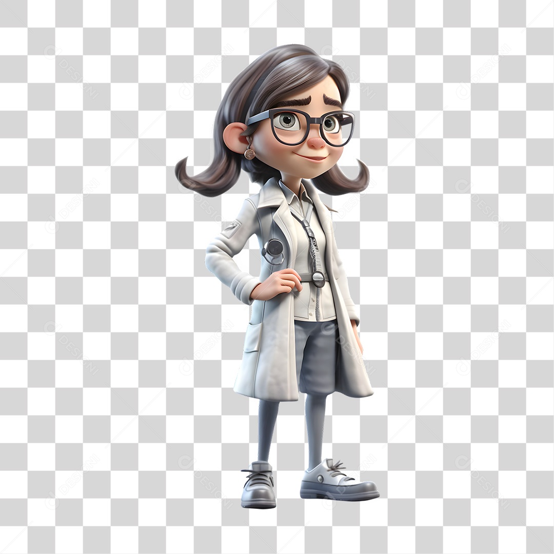 Médica de Uniforme 3D PNG Transparente